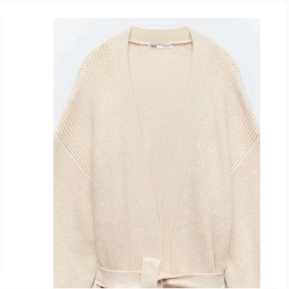 Zara Belted Knit Cardigan Knit Coat NWT - Picture 8 of 8